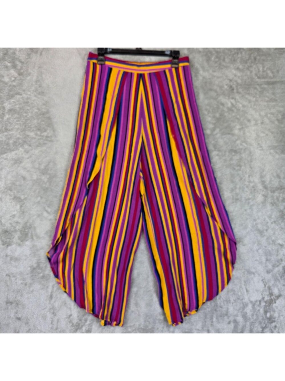 Thalia Sodi Pants Womens Size S Multicolor Rayon Striped Wide Leg Elastic Waist